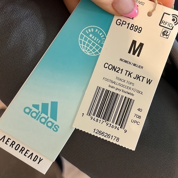 Adidas Primeblue Soccer Jacket NLSA NWT Size Medium Women Gray - Picture 7 of 12